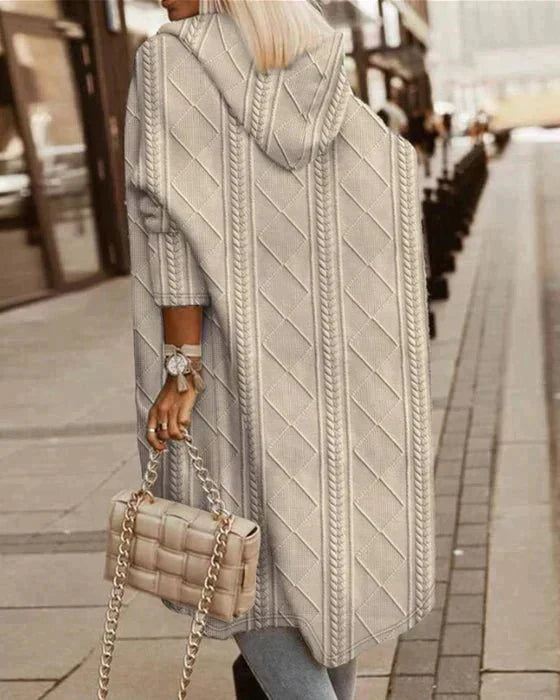 Hooded Cable Knit Longline Cardigan Coat 4