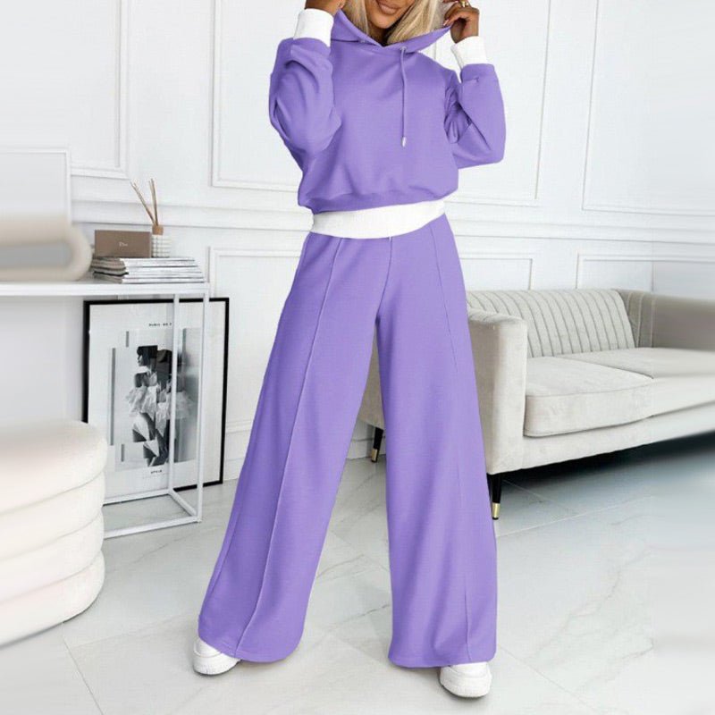 Cropped Hoodie and Wide Leg Pants Two Piece Set 8