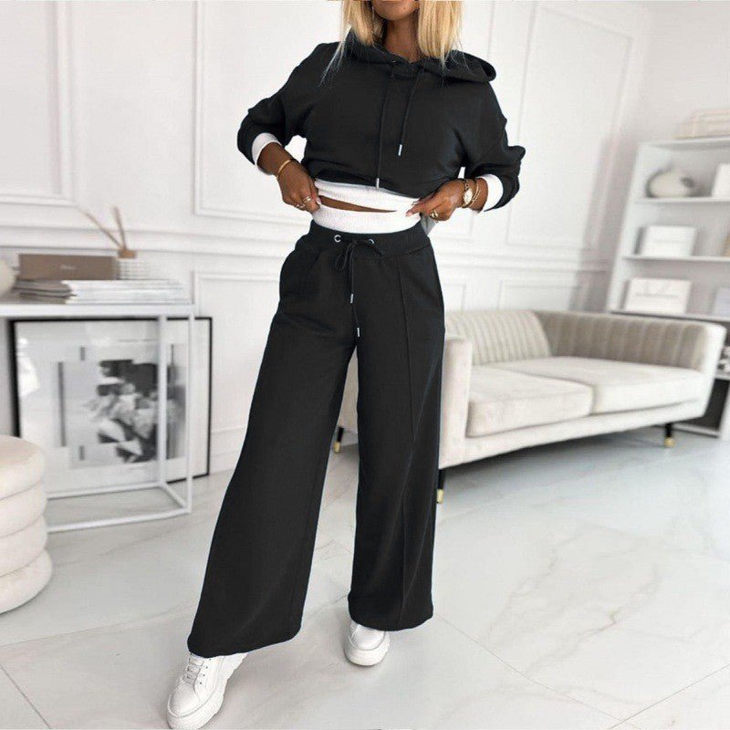 Cropped Hoodie and Wide Leg Pants Two Piece Set 4