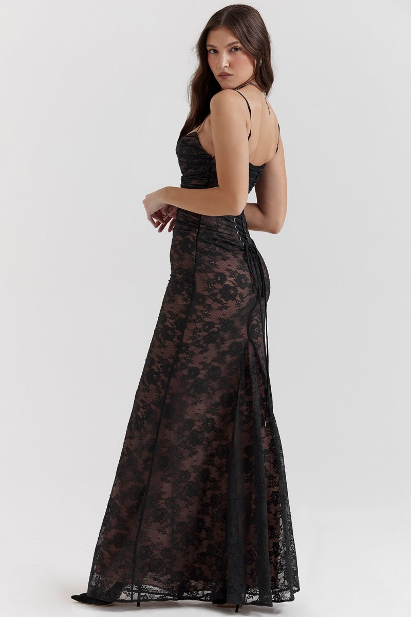 Tulle Sweetheart Long Sleeve A-Line Maxi Gown - View 5