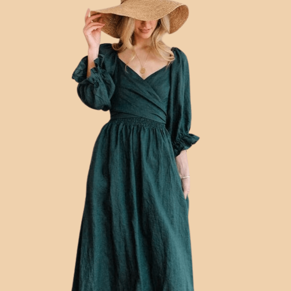 Smocked Off Shoulder Puff Sleeve Ruffle Cuff Flowy Summer Midi Dress - View 8