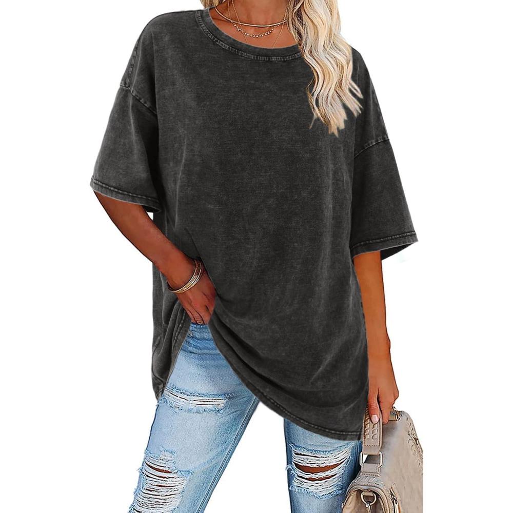 Crew Neck Short Sleeve Oversized Washed T-Shirt