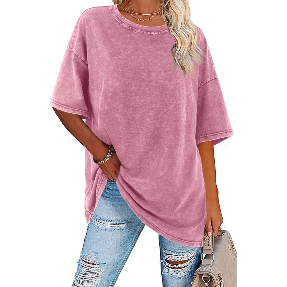 Crew Neck Short Sleeve Oversized Washed T-Shirt 9