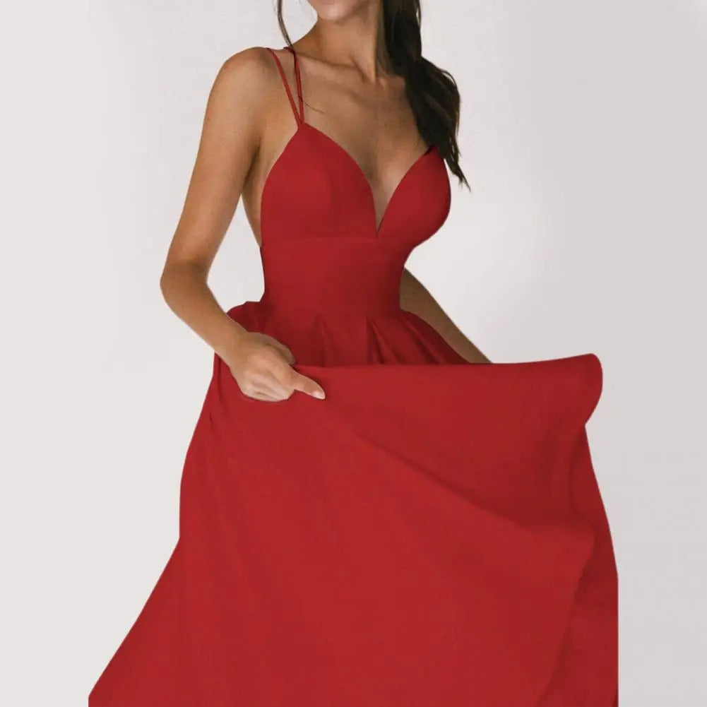 Backless Criss Cross Strap A-Line Midi Cocktail Dress - View 2