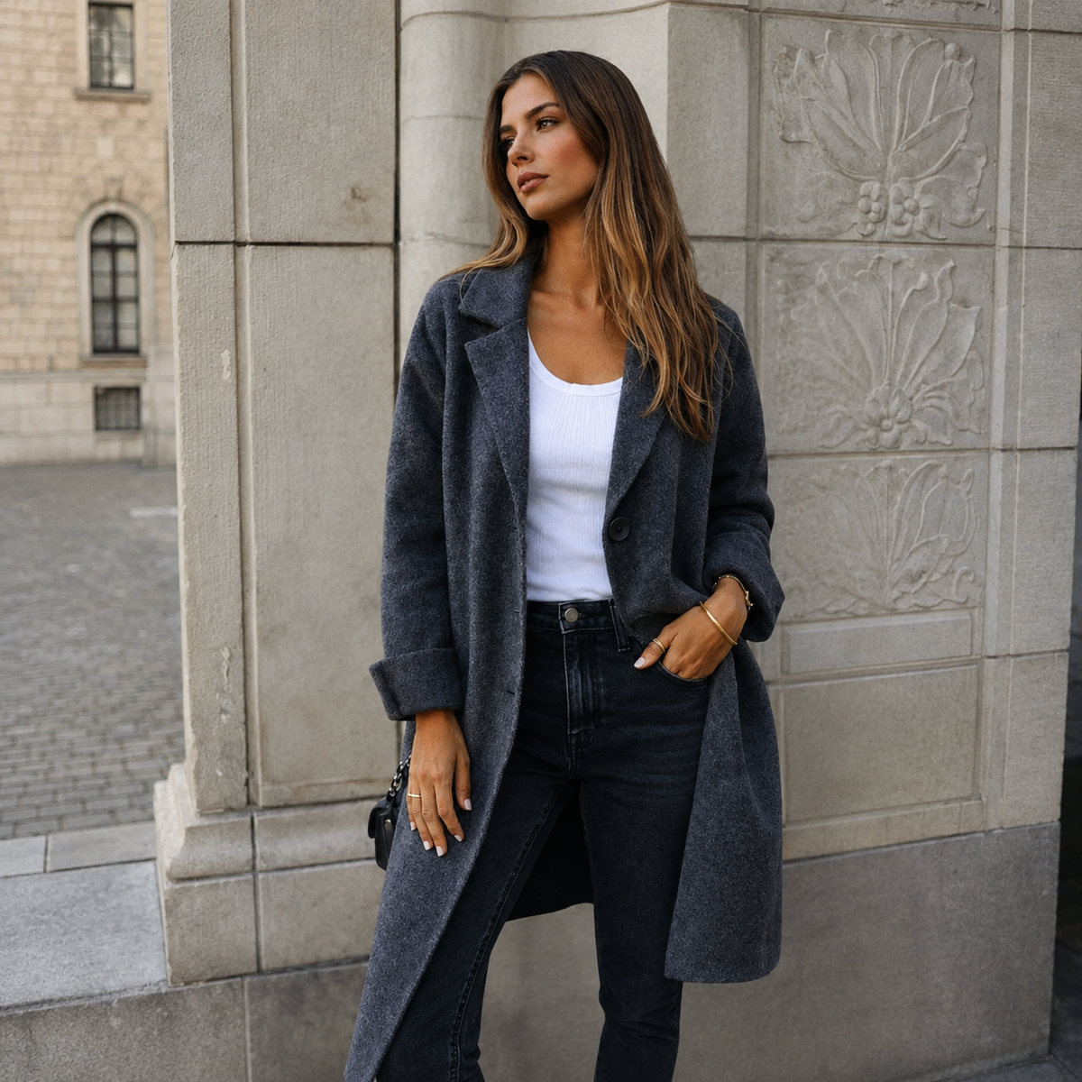 Notch Lapel Longline Coat 2