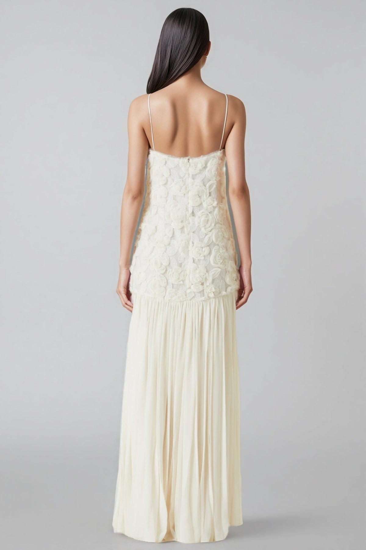 Pietro Three-Dimensional Rose Chiffon Maxi Dress - View 4