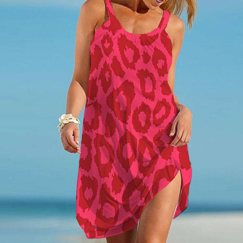 Wide Strap Scoop Neck Shift Mini Summer Dress