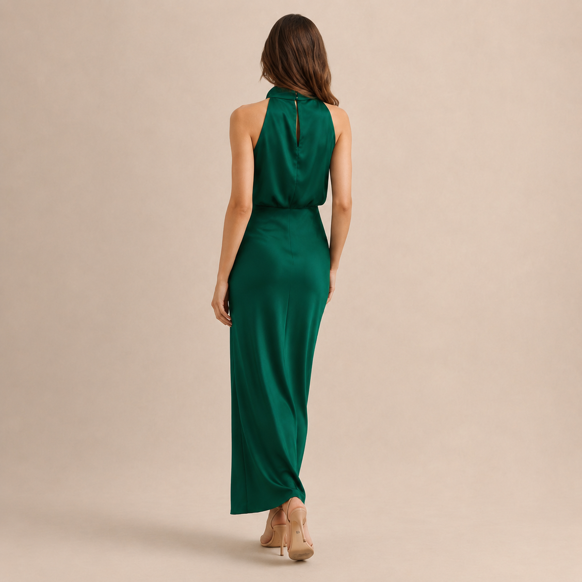 Satin Cowl Halter Neck Bias Cut Maxi Dress 19