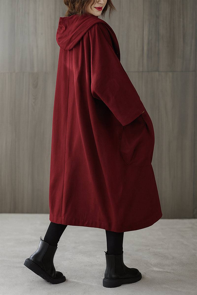 Hooded Open Front Oversized Longline Coat 4