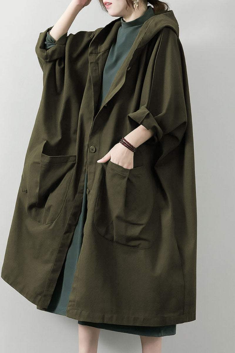 Hooded Open Front Oversized Longline Coat 53