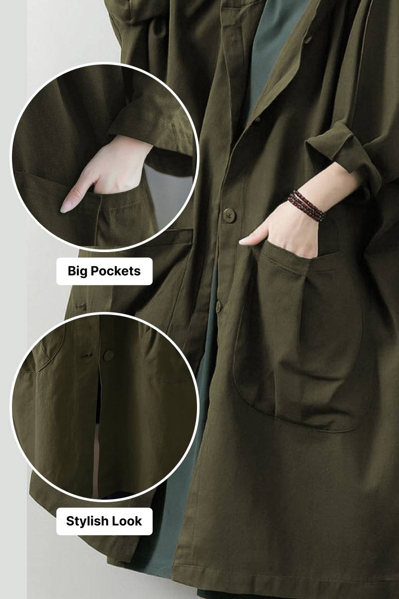 Hooded Open Front Oversized Longline Coat 55