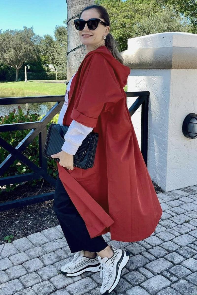 Hooded Open Front Oversized Longline Coat 11