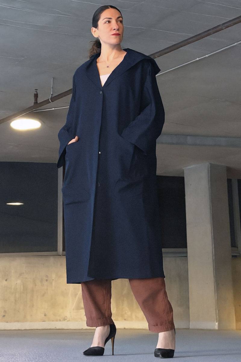 Hooded Open Front Oversized Longline Coat 37