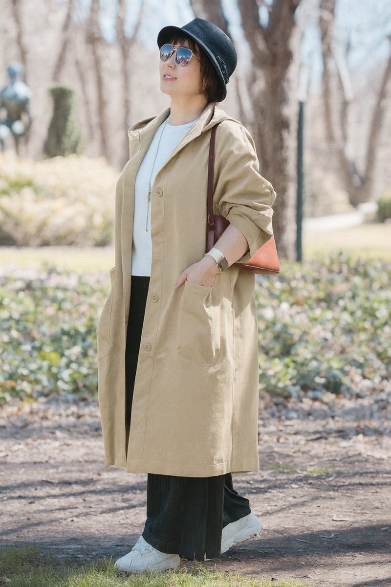 Hooded Open Front Oversized Longline Coat 47