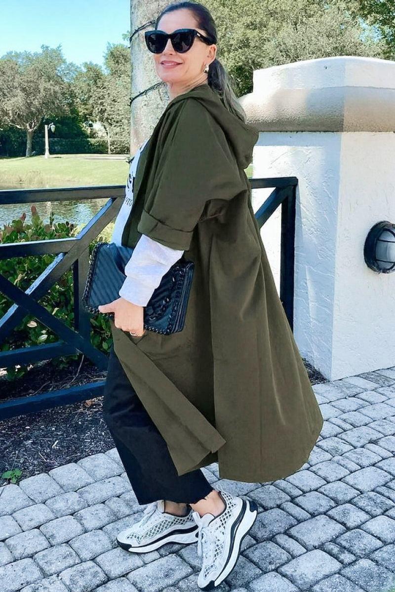 Hooded Open Front Oversized Longline Coat 59