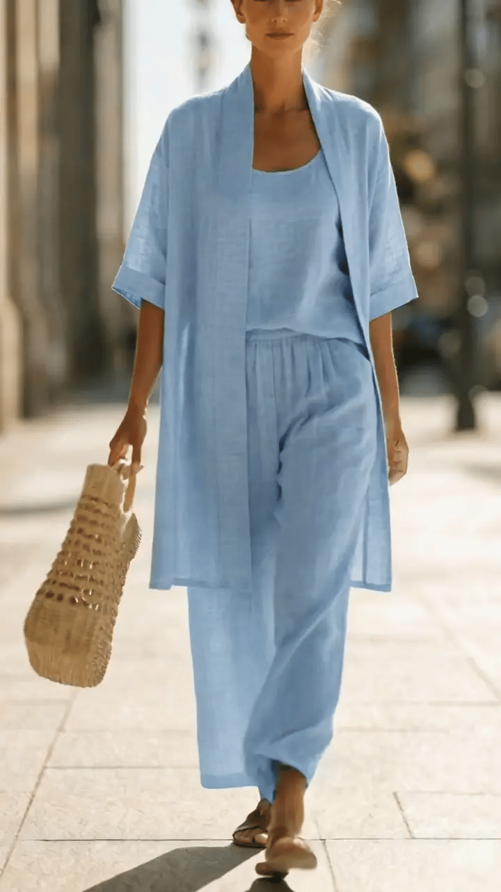 Longline Split Hem Shirt and Wide Leg Pants Two Piece Set 3