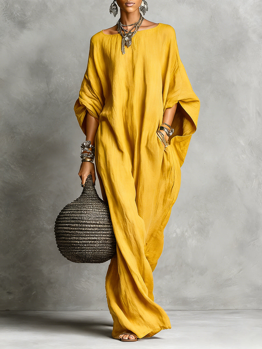 Round Neck Batwing Sleeve Oversized Maxi Dress 7