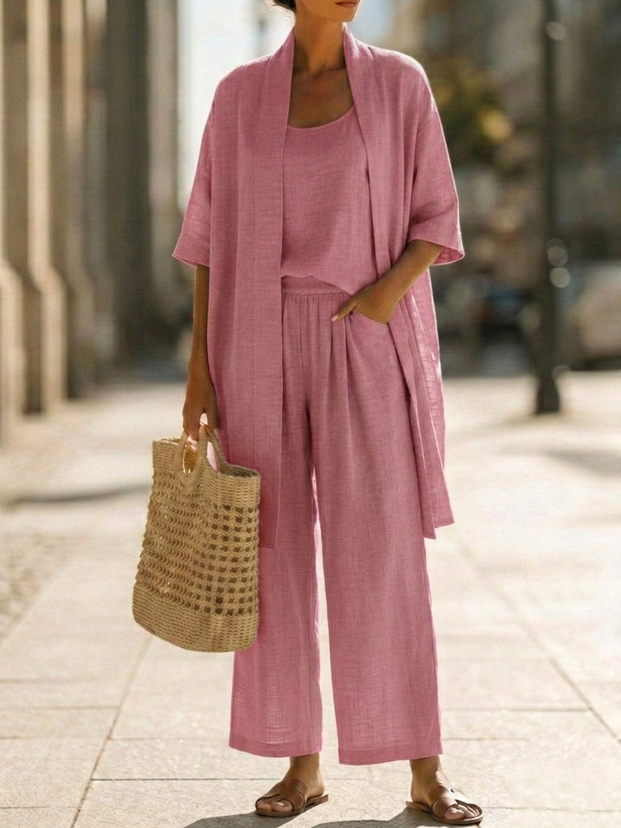Longline Split Hem Shirt and Wide Leg Pants Two Piece Set 4