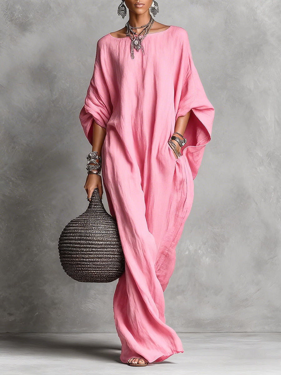 Round Neck Batwing Sleeve Oversized Maxi Dress 5