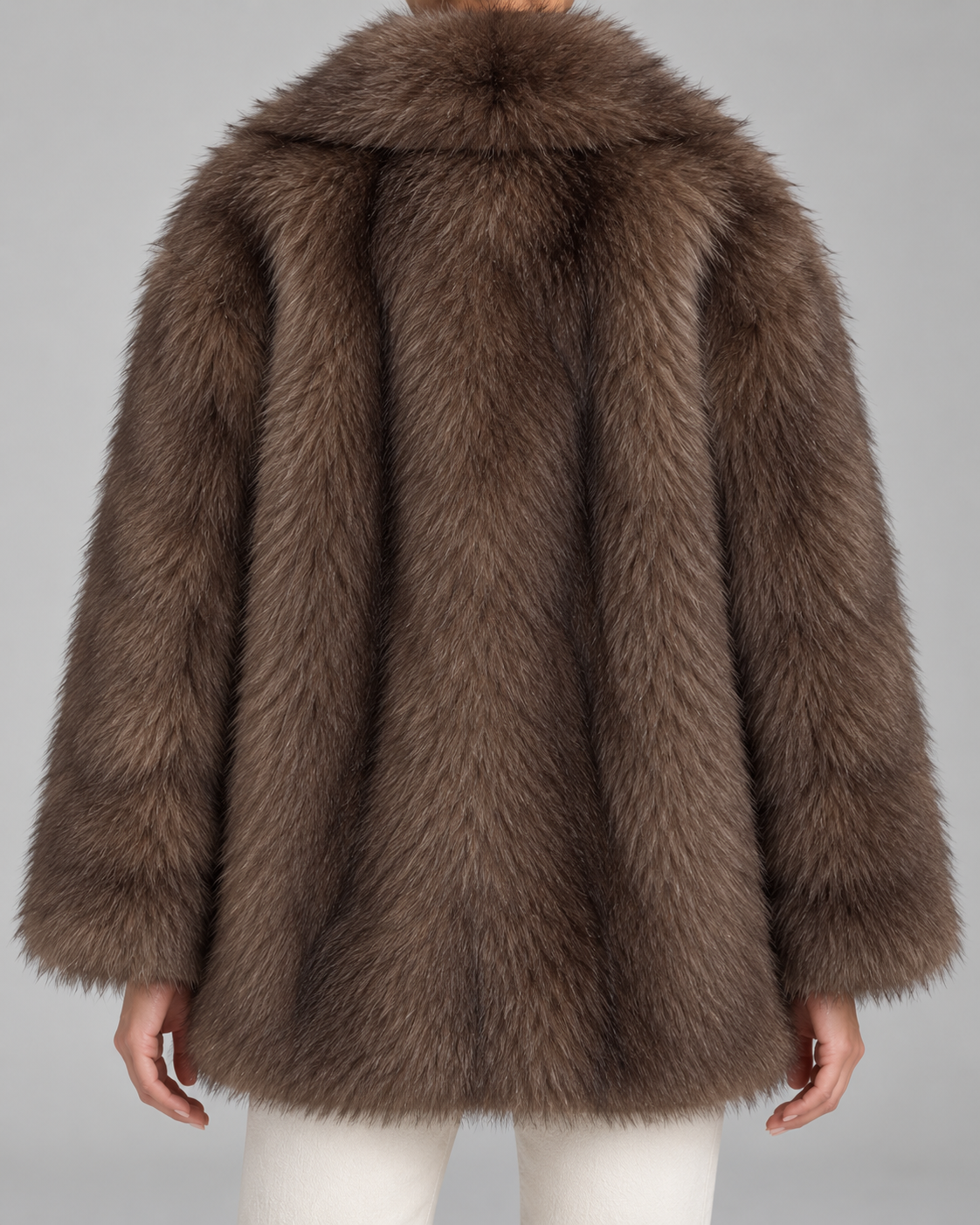 Shawl Collar Oversized Faux Fur Coat 2