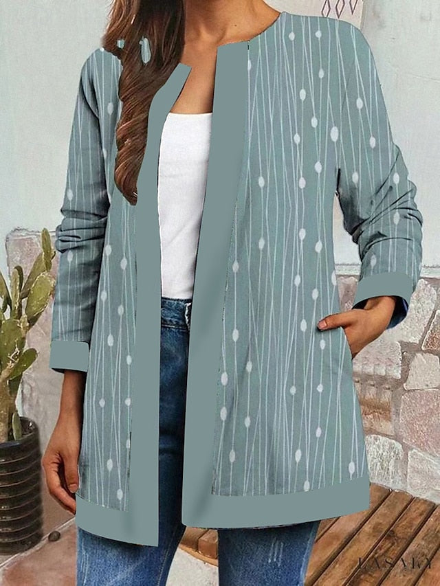 Floral Print Contrast Trim Open Front Boho Jacket 10