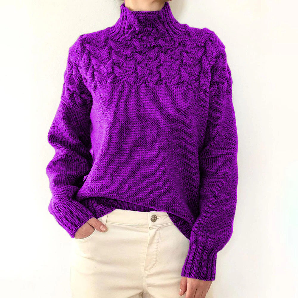 Turtleneck Cable Knit Long Sleeve Sweater 13