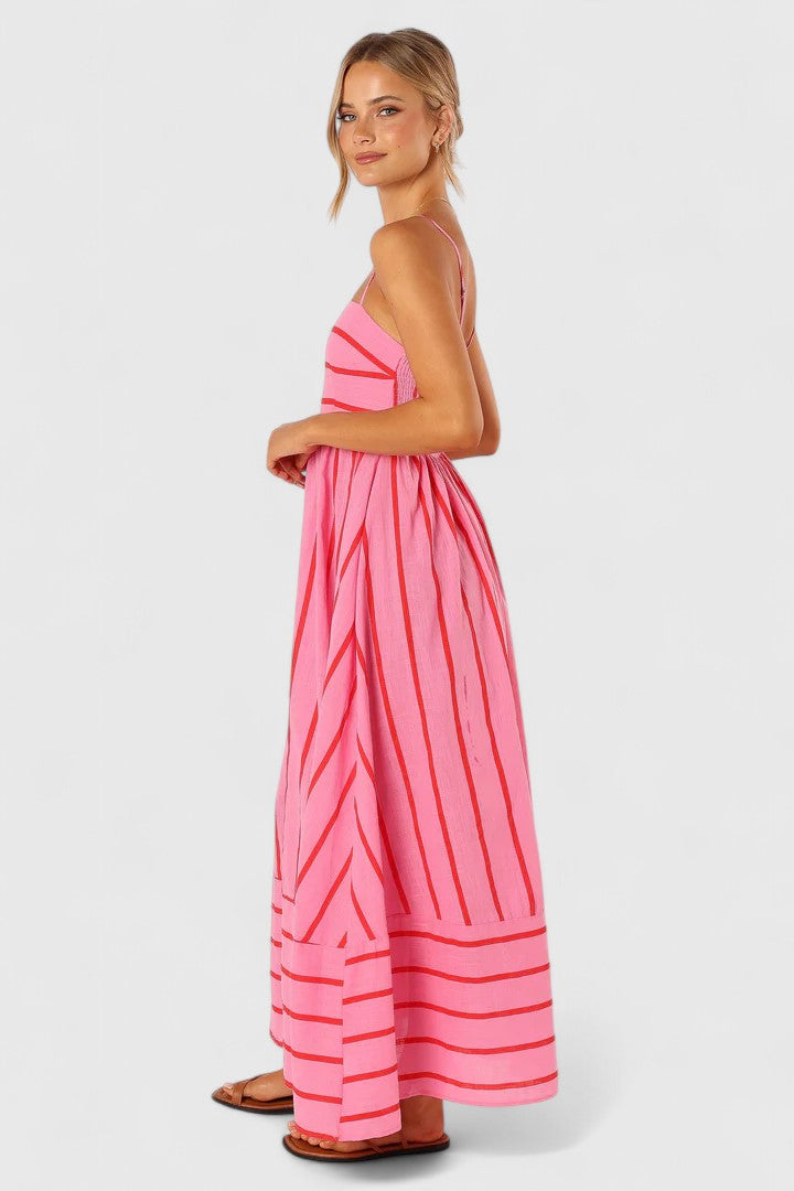 Striped Square Neck Spaghetti Strap Maxi Dress 2