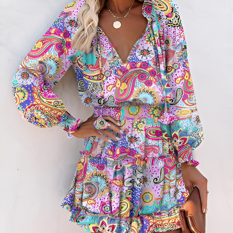 Chiffon Floral Mini Dress - View 5