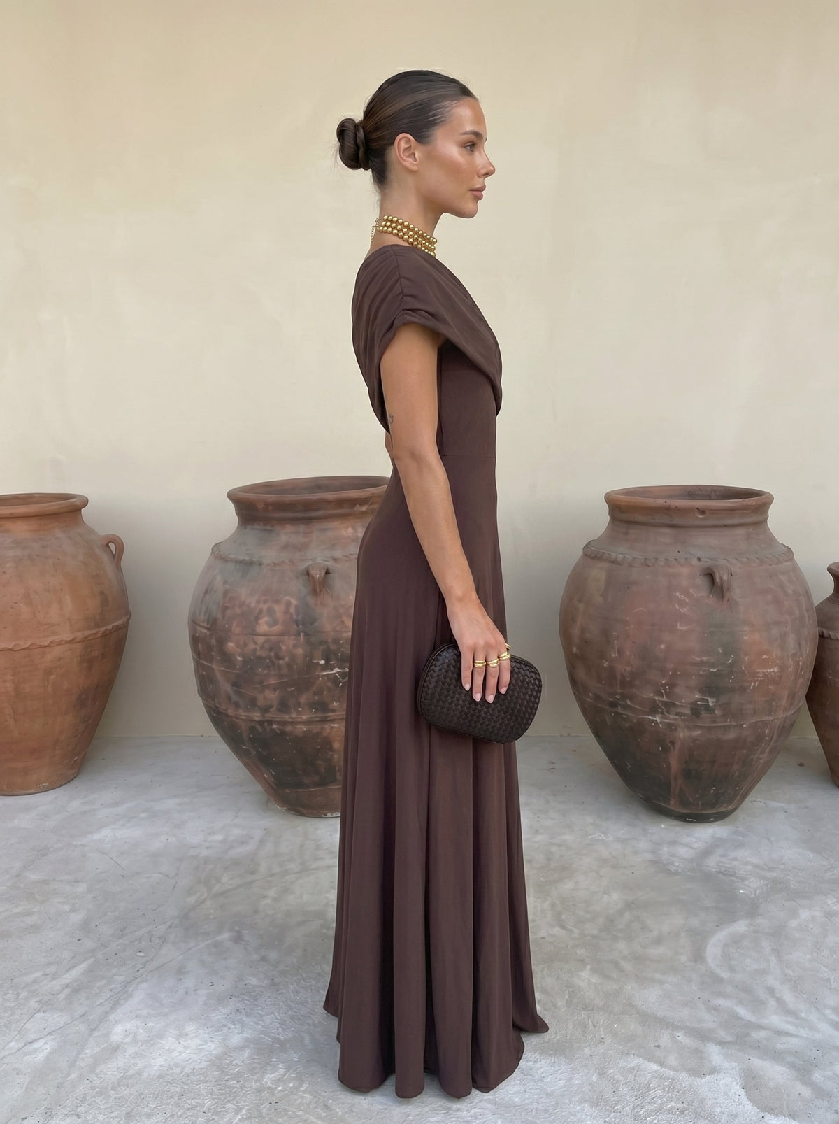 Off Shoulder Ruched Draped Fit and Flare Maxi Dress 10