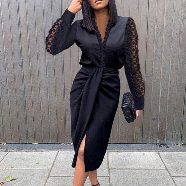 Lace Long Sleeve Mini Dress Party - View 2