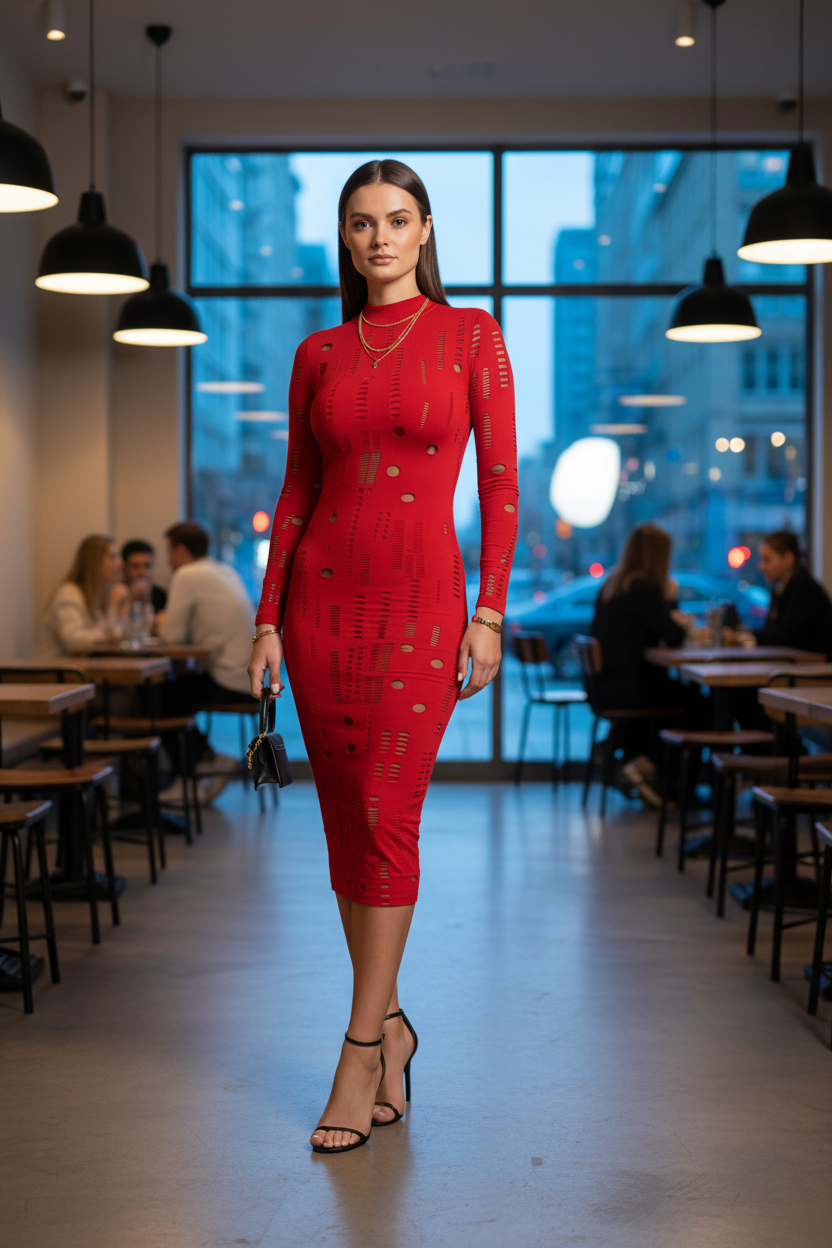 Mesh Sheer Off Shoulder Ruffle Midi Dress - View 9