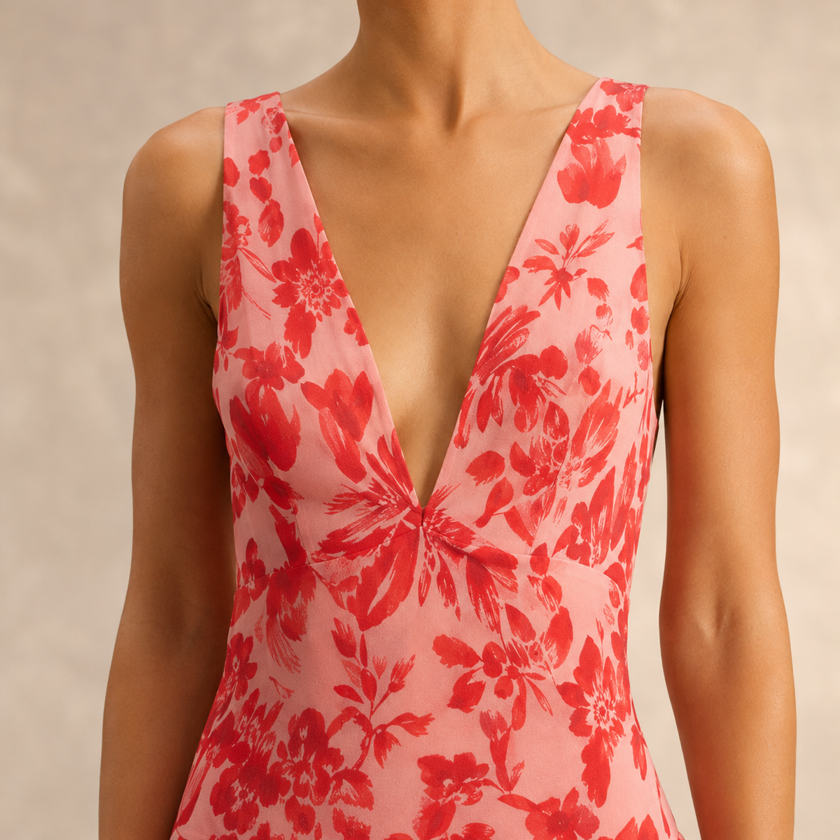 Floral Deep V-Neck Sleeveless Tiered Ruffle Maxi Dress 2