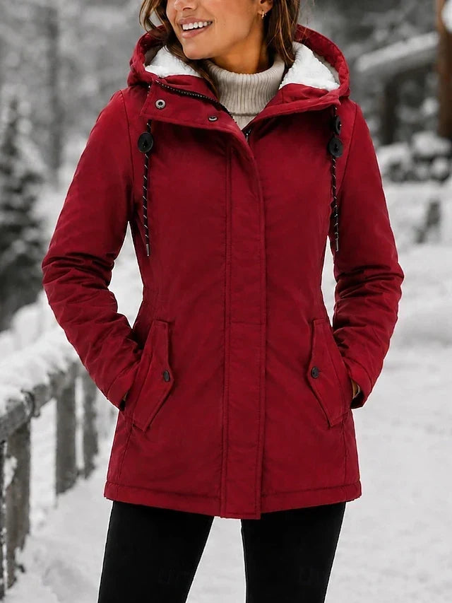 Hooded Sherpa Lined Zip Front Padded Parka Jacket 4