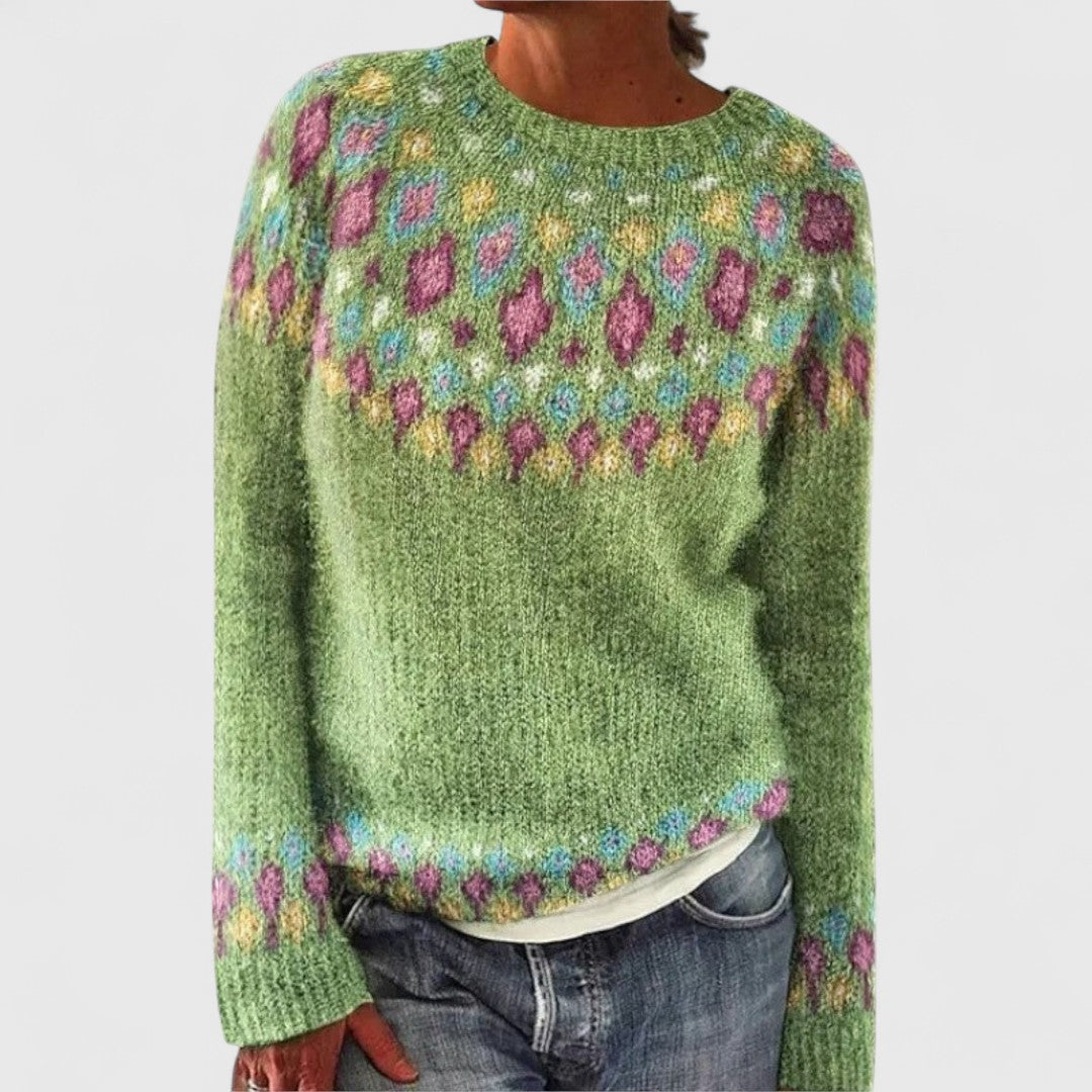 Nordic Fair Isle Crew Neck Knit Sweater