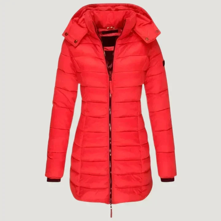 Hooded Zip Front Quilted Longline Puffer Coat 7