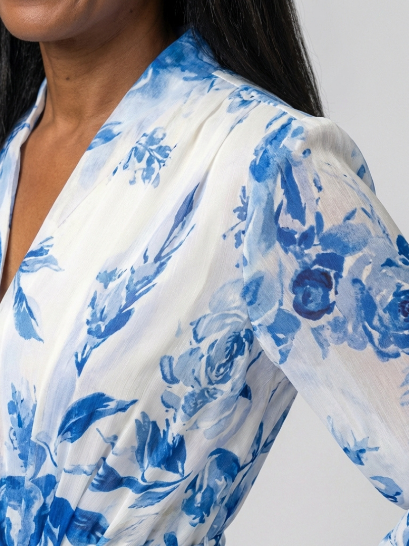 Floral Long Sleeve Wrap Belted Maxi Dress 5