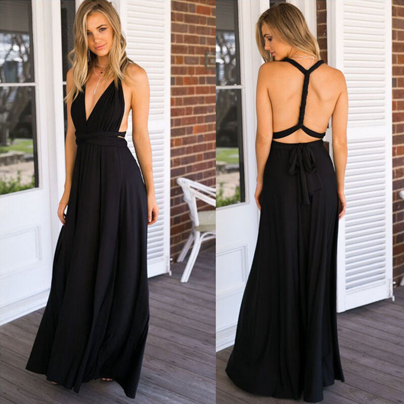 Convertible Infinity Wrap Halter Neck Open Back High Split Maxi Dress - View 3