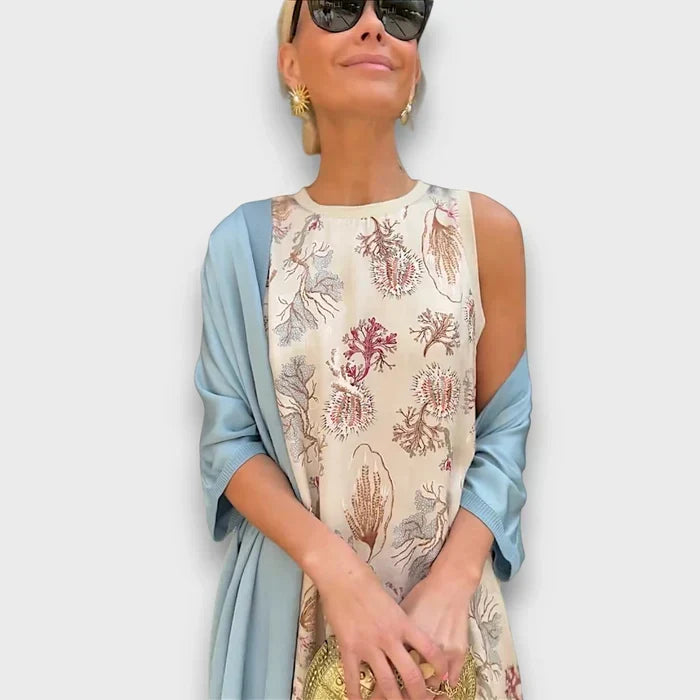 Sleeveless Round Neck Floral Print Maxi Dress 9