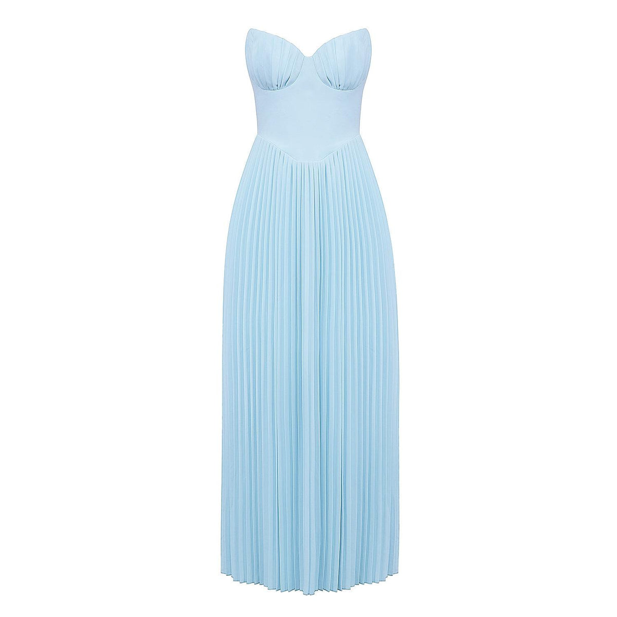 Strapless Sweetheart Corset Bodice Accordion Pleated Maxi Gown - View 7