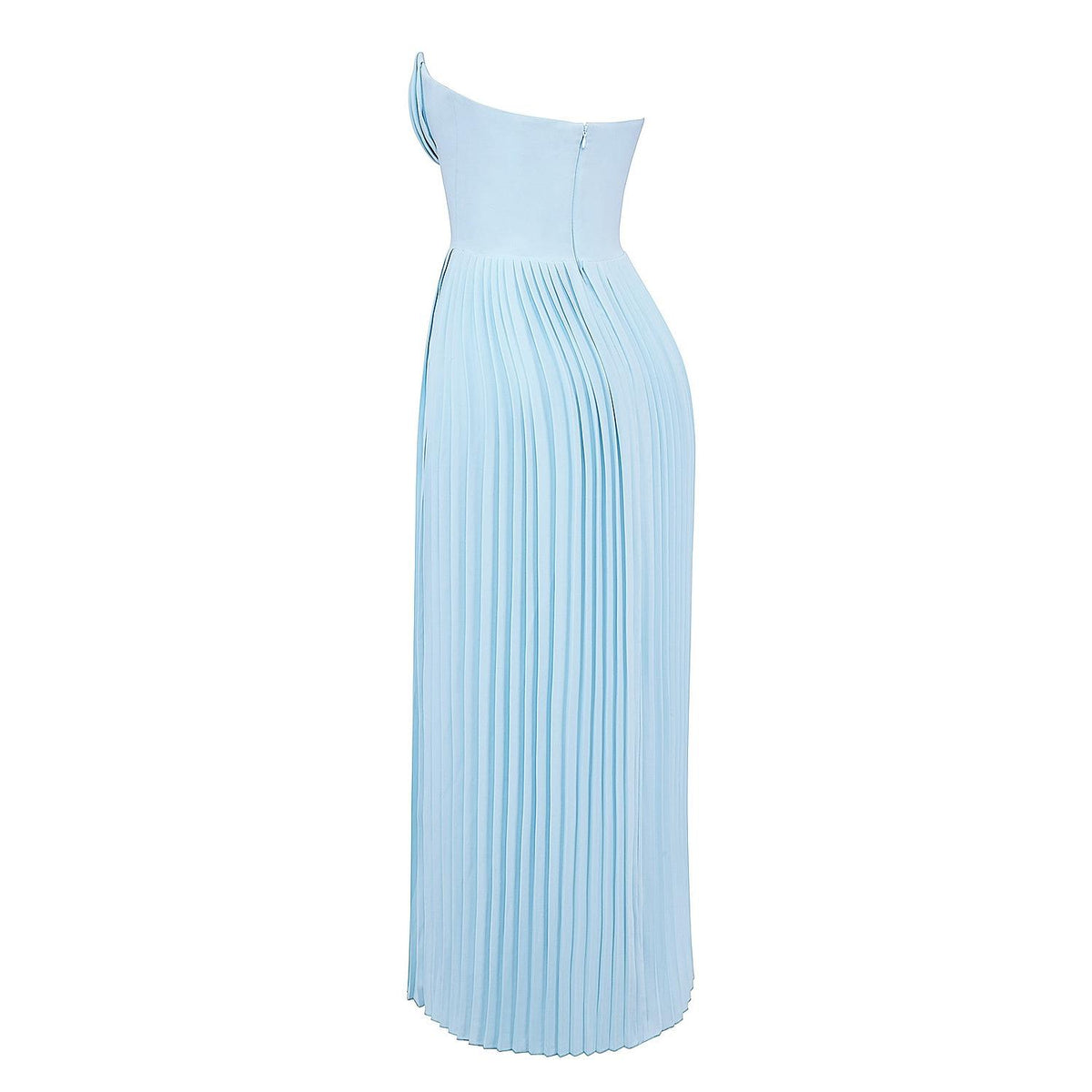 Chiffon Strapless Corset Pleated Maxi Gown - View 8