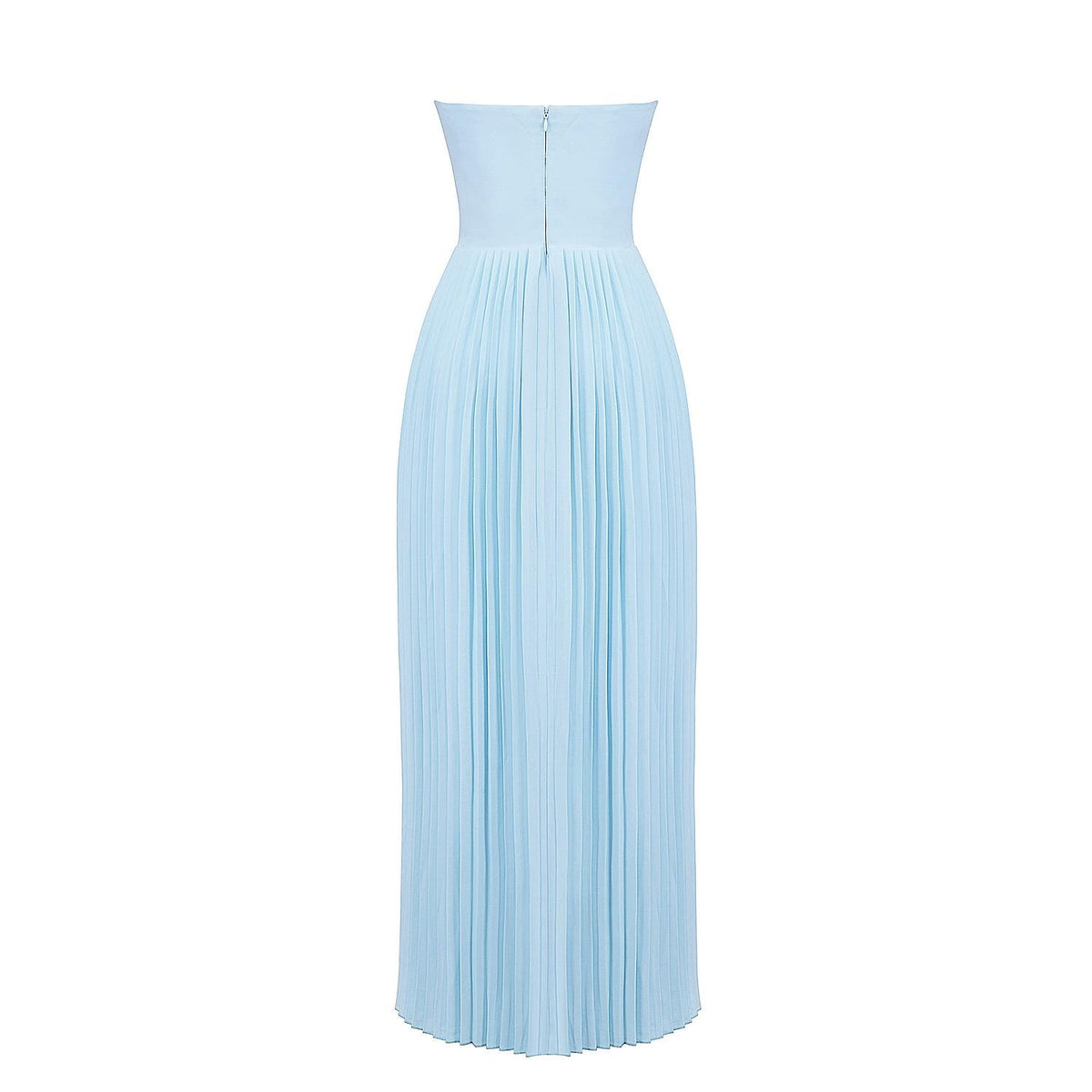 Strapless Sweetheart Corset Bodice Accordion Pleated Maxi Gown - View 9
