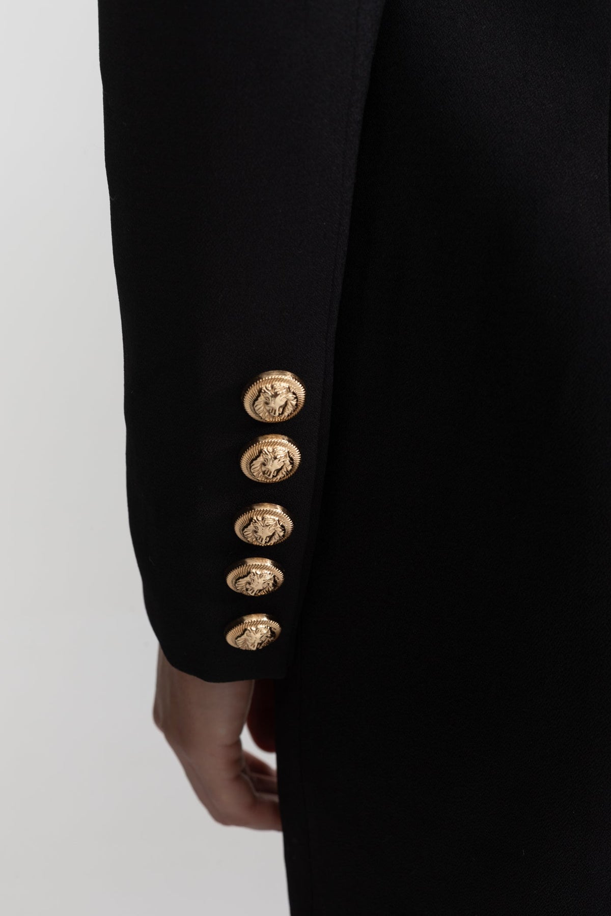 Contrast Bust Lapel Metallic Button Long Sleeve Tailored Mini Dress - View 8