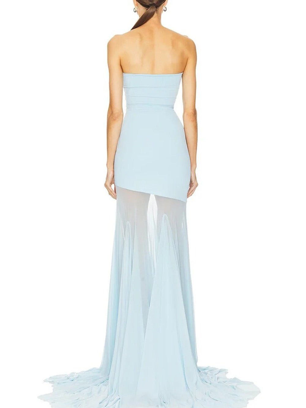 Seraphine Strapless Mesh Maxi Dress in Blue - View 2