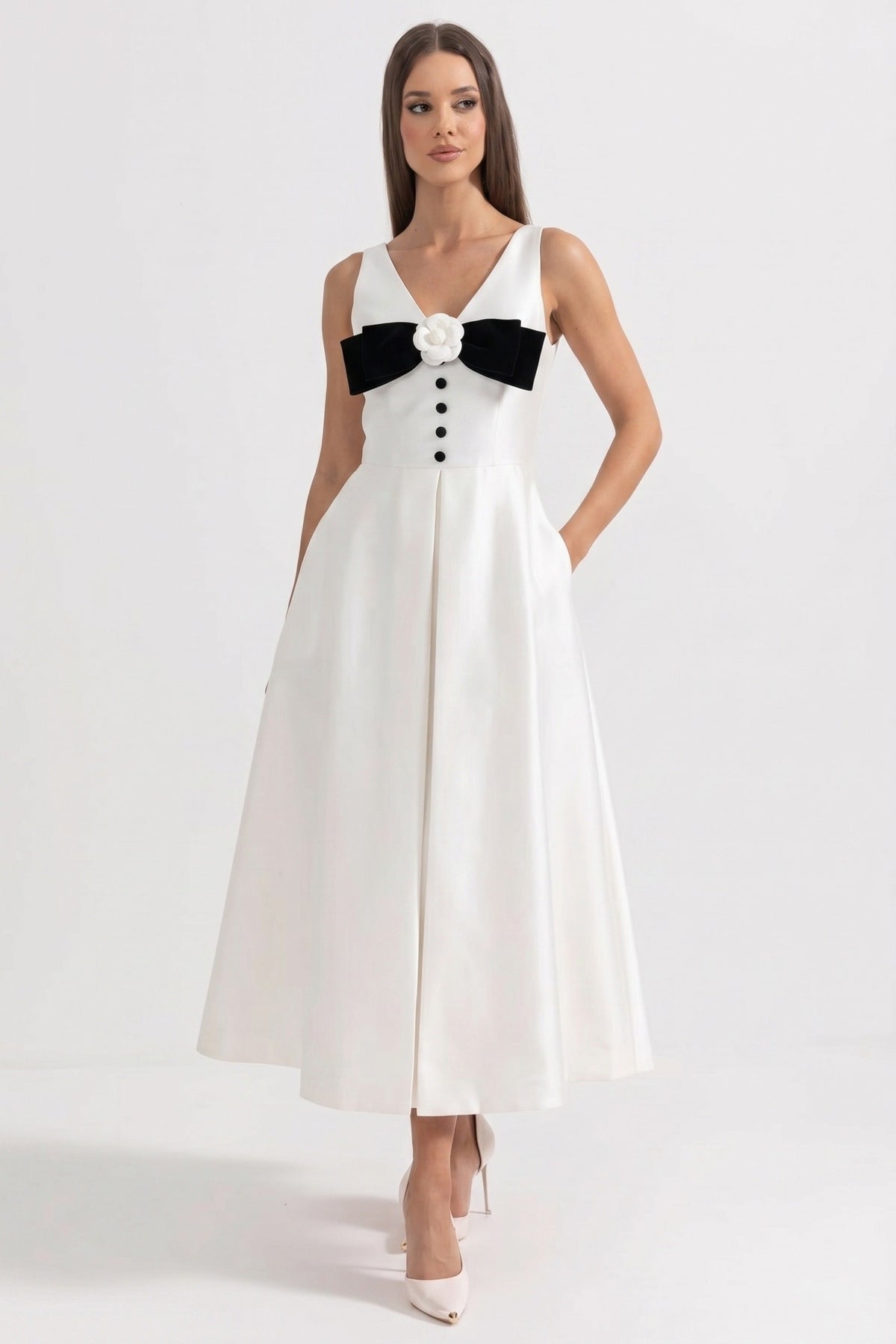 Halter Neck Maxi Dress - White - View 3