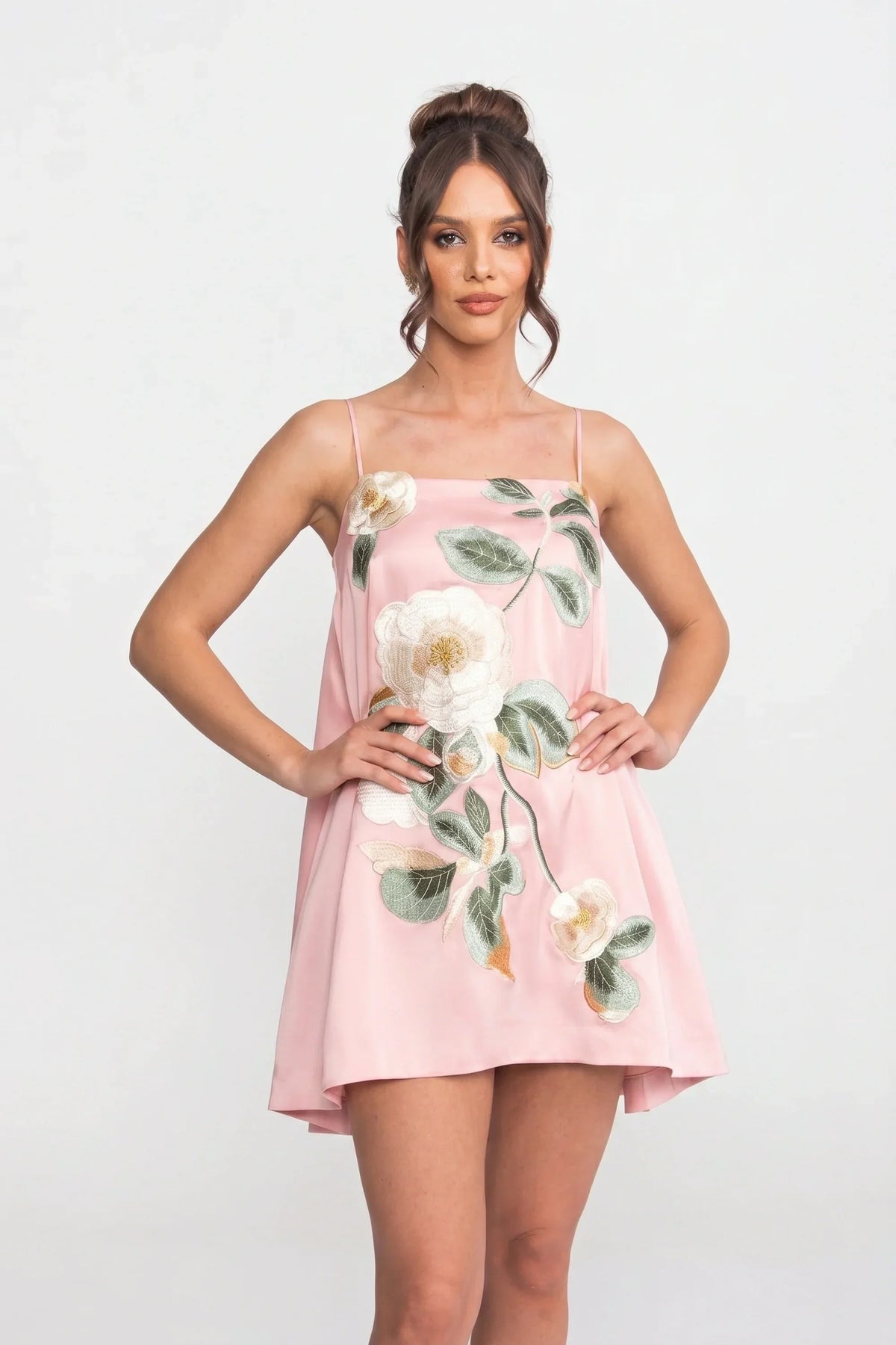 Spaghetti-Strap Mini Dress - Pink
