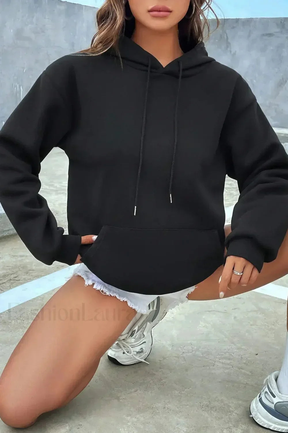 Drawstring Kangaroo Pocket Long Sleeve Oversized Hoodie 6