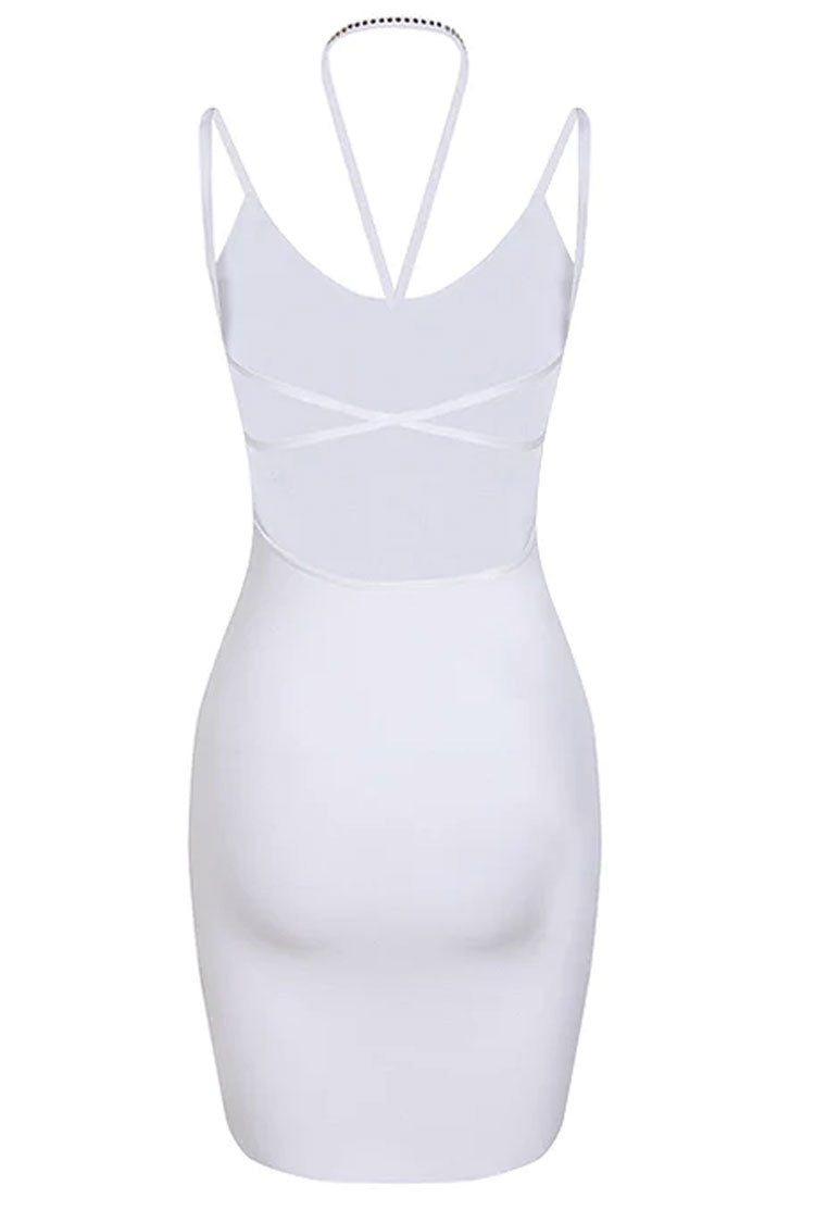 Halter Rhinestone Butterfly Beaded Bodycon Mini Dress - View 4