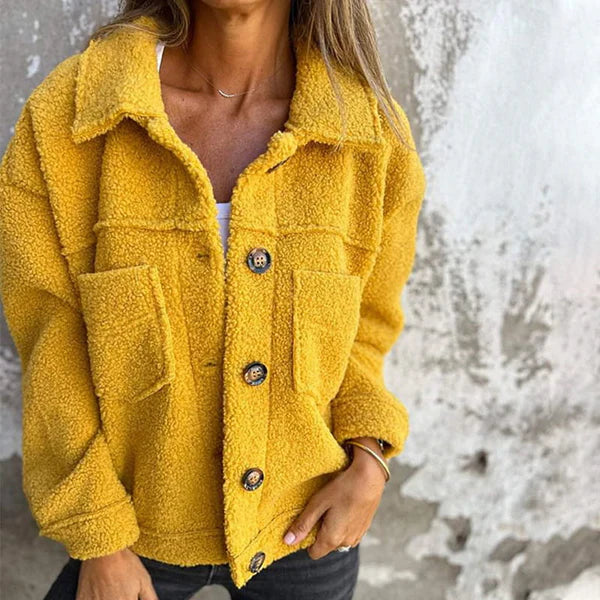 Button Front Collared Teddy Fleece Jacket 2