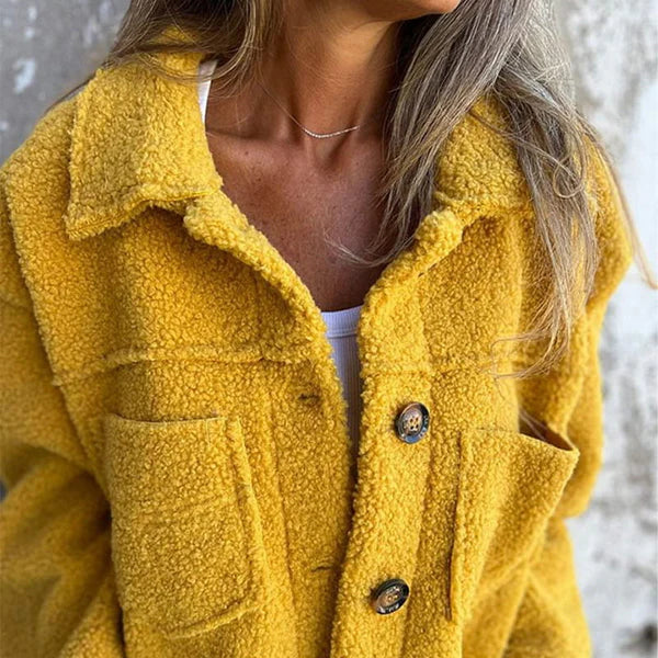 Button Front Collared Teddy Fleece Jacket 3