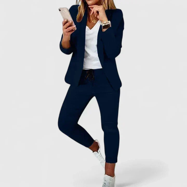 Long Sleeve Blazer and Slim Trousers Two Piece Set